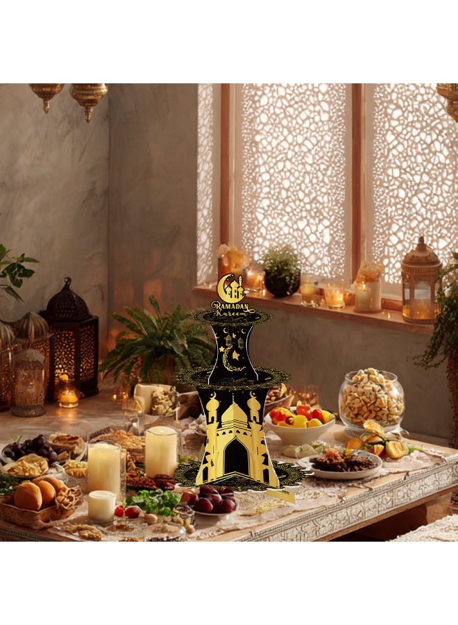 Eid Mubarak Decorations 3 Tier Ramadan Cupcake Stand Black & Gold Cupcake Stand Ramadan Party Supplies Moon Star Cake Stand Tableware And Decorations Eid Mubarak Party Supplies - Image 4